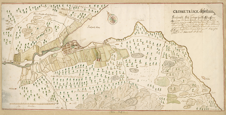 Karta över Sundsvall från 1686.