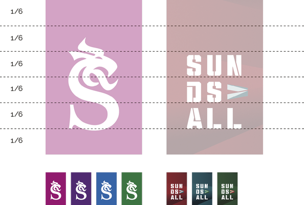 Drakens respektive logotypens placering på flaggytan samt de olika färgerna