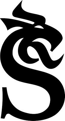 Sundsvalls kommunlogotyps symbol, ett S med drakhuvud.
